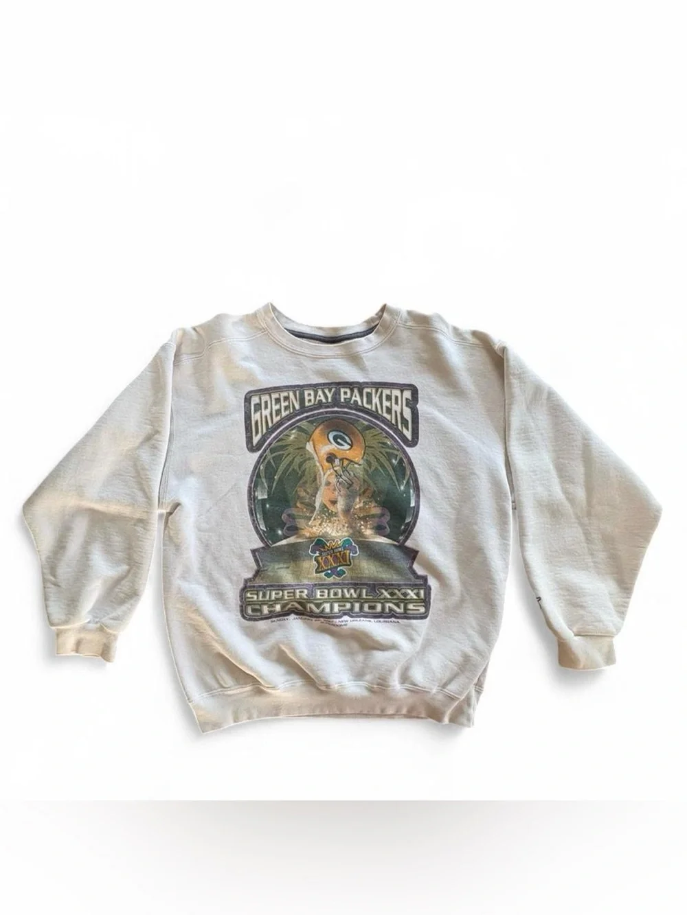 Vintage STARTER Green Bay Packers Super Bowl Crewneck 1997 M/L Football NFL